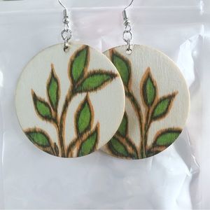 Large Wooden Earrings Leaves